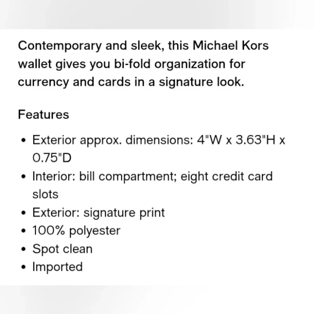 New Michael Kors Signature Logo Black Bifold Wallet Mason